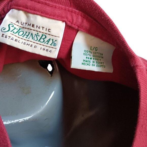 Vintage T-Shirt Large 1990s Mens Tee Large St johns Bay  RED ALL COTTON BLANK - Picture 2 of 4